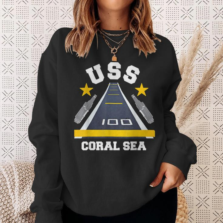 Uss Coral Sea Aircraft Carrier Military Veteran Sweatshirt Gifts for Her