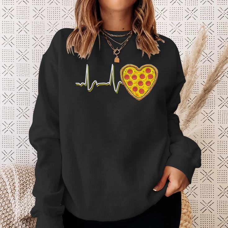 Valentines Day Pizza Heart Beat Heart Funny Pizza Lovers Sweatshirt Gifts for Her