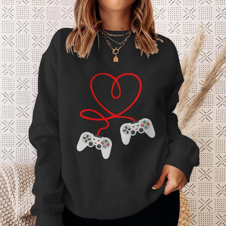 Video Gamer Valentines Day Tshirt With Controllers Heart Sweatshirt Gifts for Her