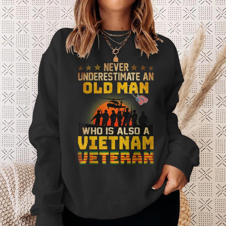 Vietnam Veteran Never Underestimate An Old Man Veteran Sweatshirt Gifts for Her