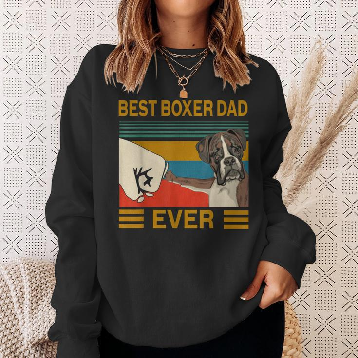 Vintage Best Dog Boxer Dad Ever Bump Fit Gift Sweatshirt Gifts for Her