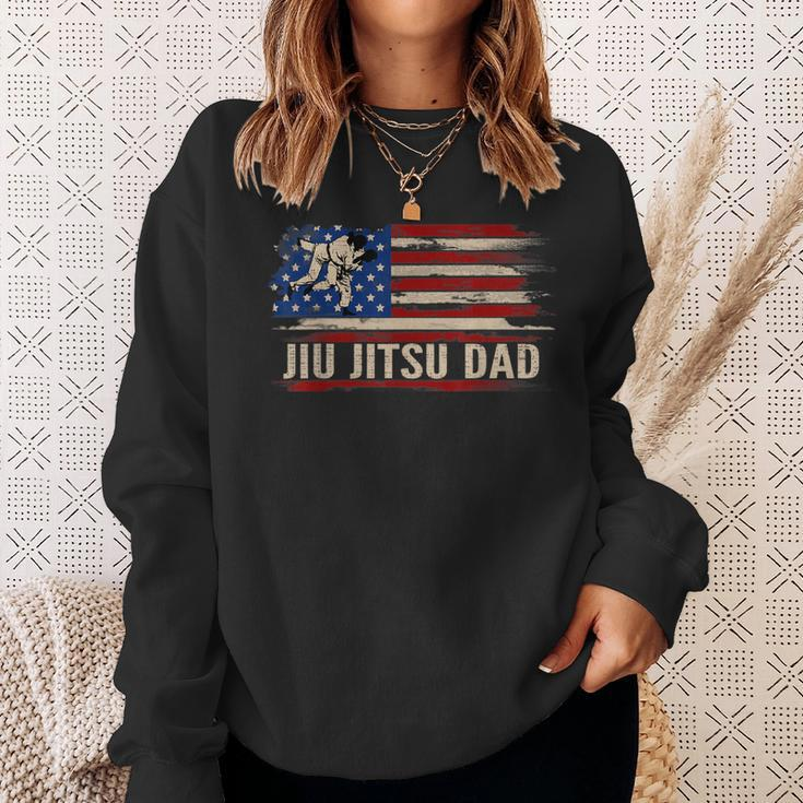 Vintage Bjj Jiu-Jitsu Dad American Usa Flag Sports Gift Sweatshirt Gifts for Her