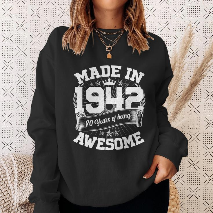 Vintage Crown Made In 1942 80 Years Of Being Awesome 80Th Birthday Sweatshirt Gifts for Her
