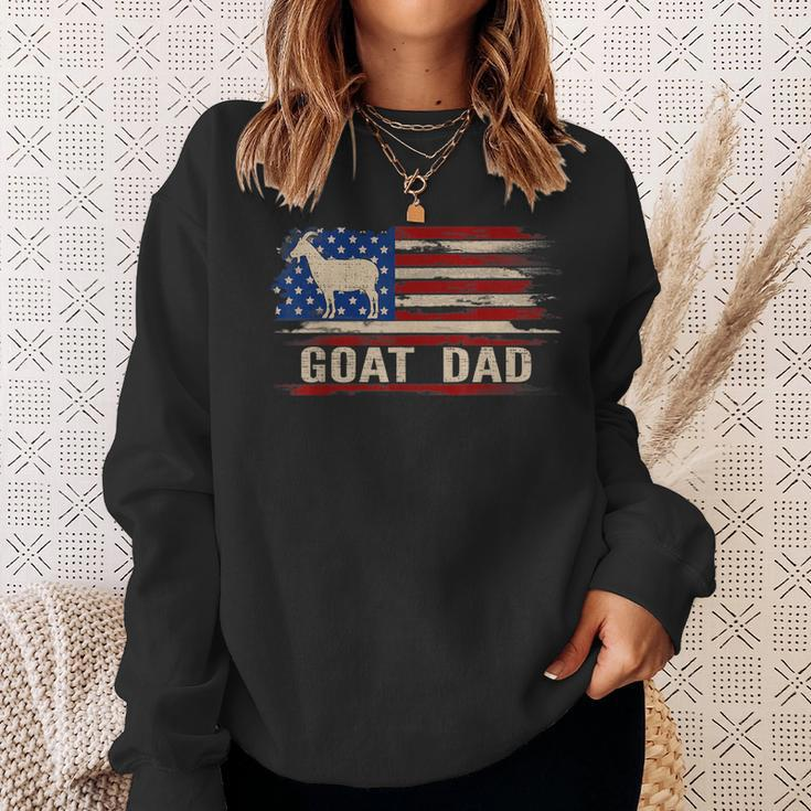 Vintage Goat Dad American Usa Flag FarmingFarmer Gift Sweatshirt Gifts for Her