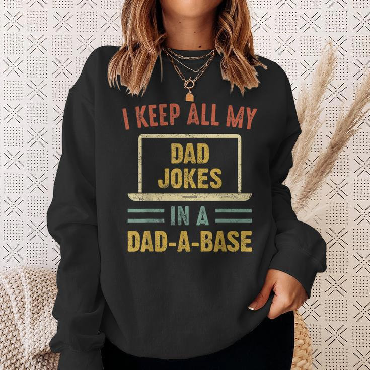 Vintage I Keep All My Dad Jokes In A Dad A Base Fathers Day Sweatshirt Gifts for Her