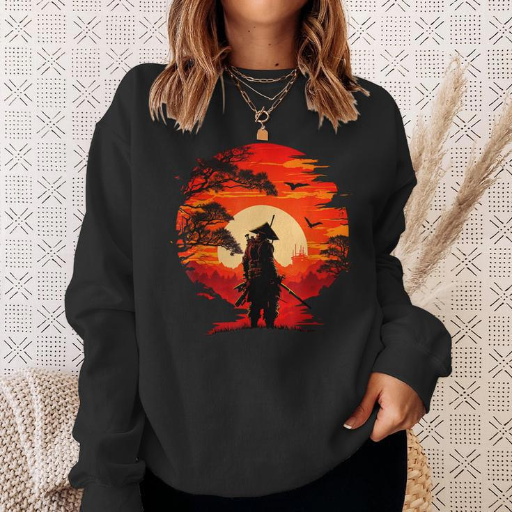 Vintage Japanese Samurai Fighter Martial Arts Retro Sunset Sweatshirt Gifts for Her