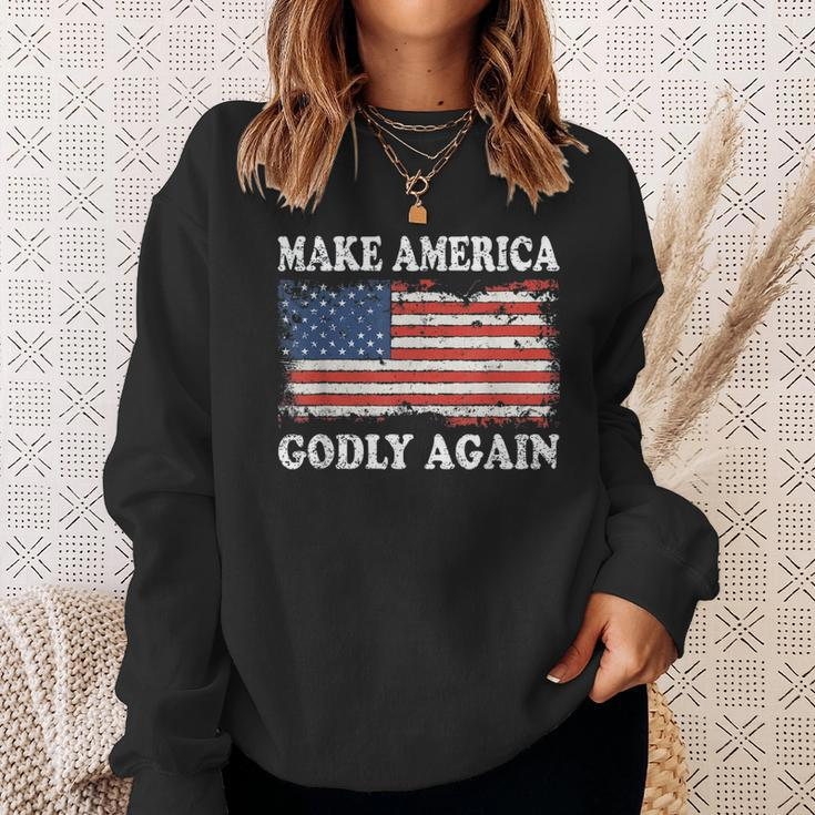Vintage Make America Godly Again Men Women Sweatshirt Graphic Print Unisex Gifts for Her
