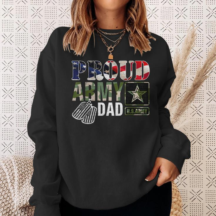 Vintage Proud Army Dad Camo With American Flag Gift Sweatshirt Gifts for Her