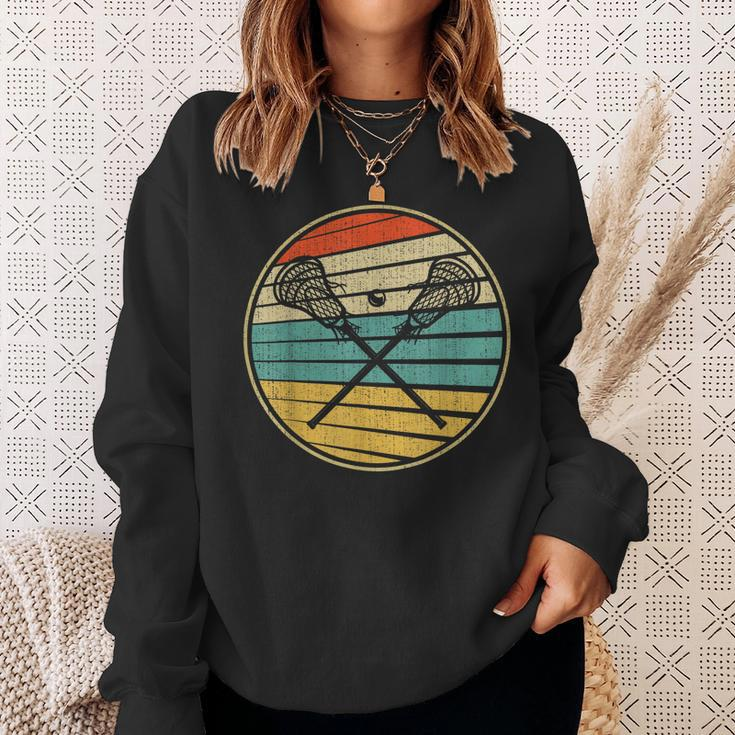 Vintage Retro 60S 70S Style Lacrosse Stick Player Lover Sweatshirt Gifts for Her