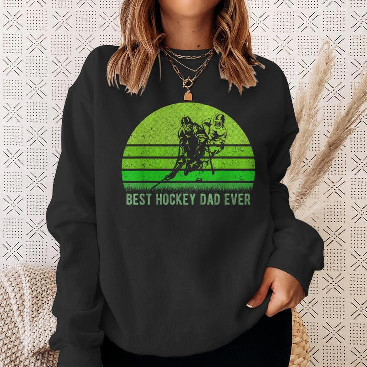 Vintage Retro Best Hockey Dad Ever Funny DadFathers Day Gift For Mens Sweatshirt Gifts for Her