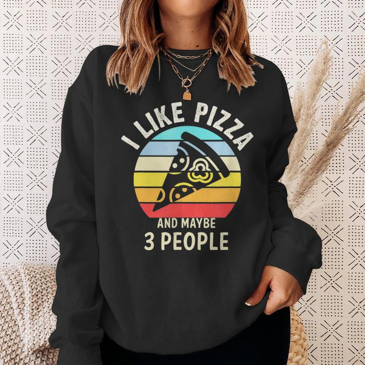 Vintage Retro I Like Pizza And Maybe 3 People Love Pizza Sweatshirt Gifts for Her