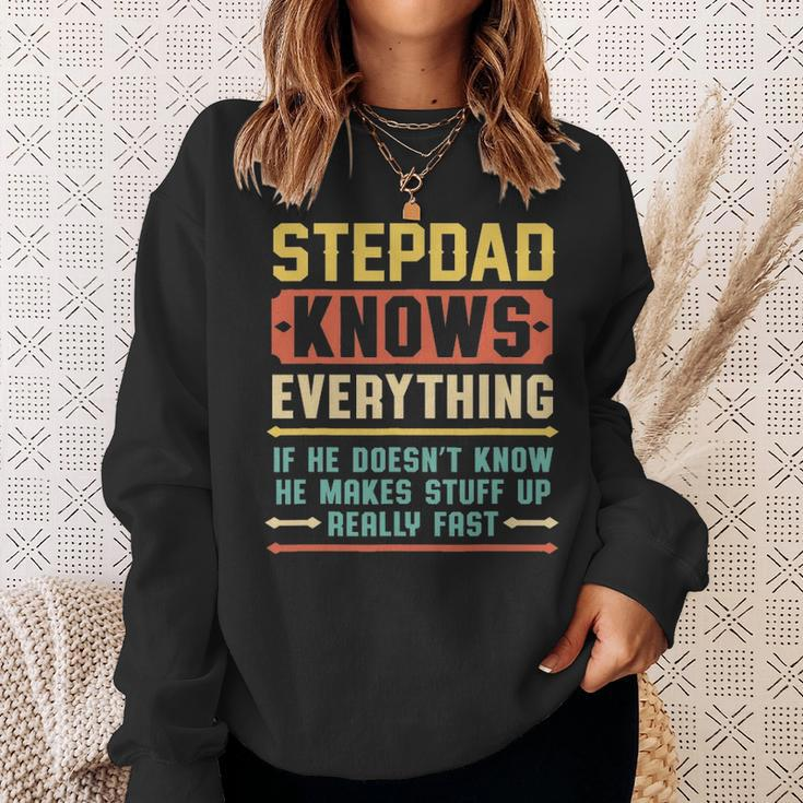 Vintage Stepdad Knows Everything Stepdad Grandpa Sweatshirt Gifts for Her