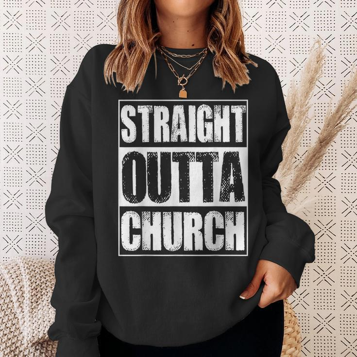 Vintage Straight Outta Church Gift Sweatshirt Gifts for Her