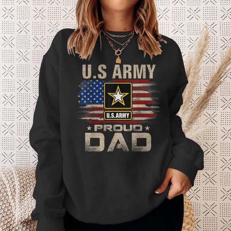 Vintage US Army Proud Dad With American Flag Sweatshirt Gifts for Her