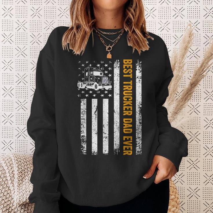 Vintage Usa Best Trucker Dad Ever American Flag Fathers Day V2 Sweatshirt Gifts for Her