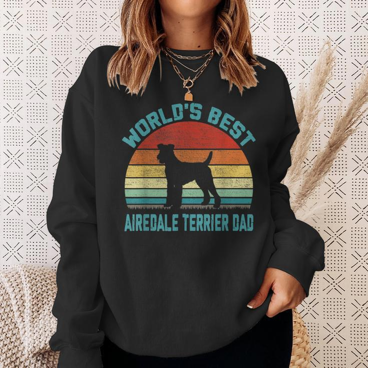 Vintage Worlds Best Best Airedale Terrier Dad - Dog Lover Sweatshirt Gifts for Her