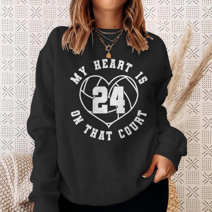 Volleyball Mom Dad Saying Player Jersey Number Sweatshirt Gifts for Her