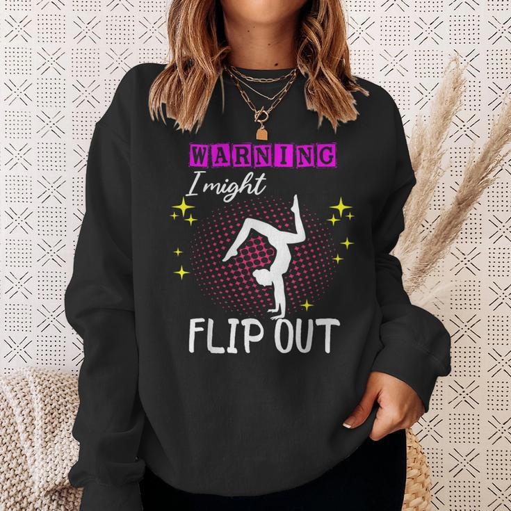 Warning I Might Flip Out Funny Gymnast Cheerleading Sweatshirt Gifts for Her