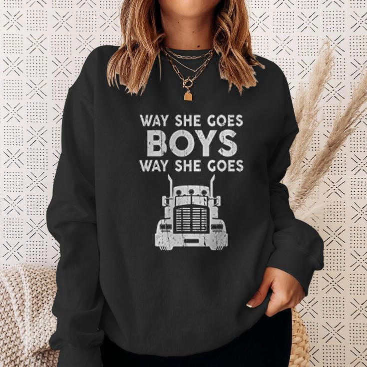 Way She Goes Boys Way She Goes Truck Trucker Men Women Sweatshirt Graphic Print Unisex Gifts for Her