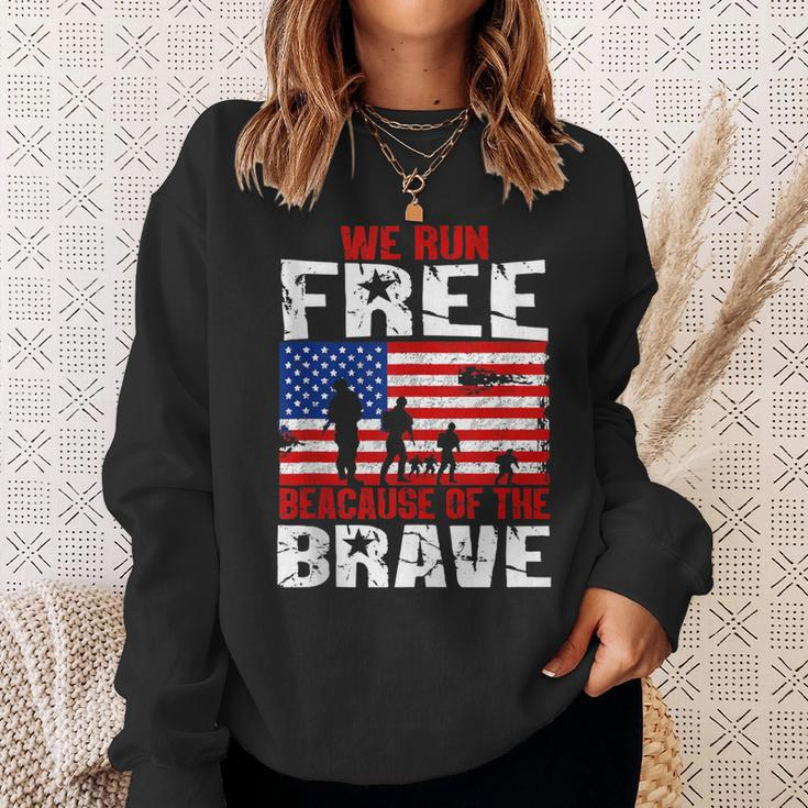 We Run Free Because Of The Brave Memorial Day Gift Sweatshirt Gifts for Her