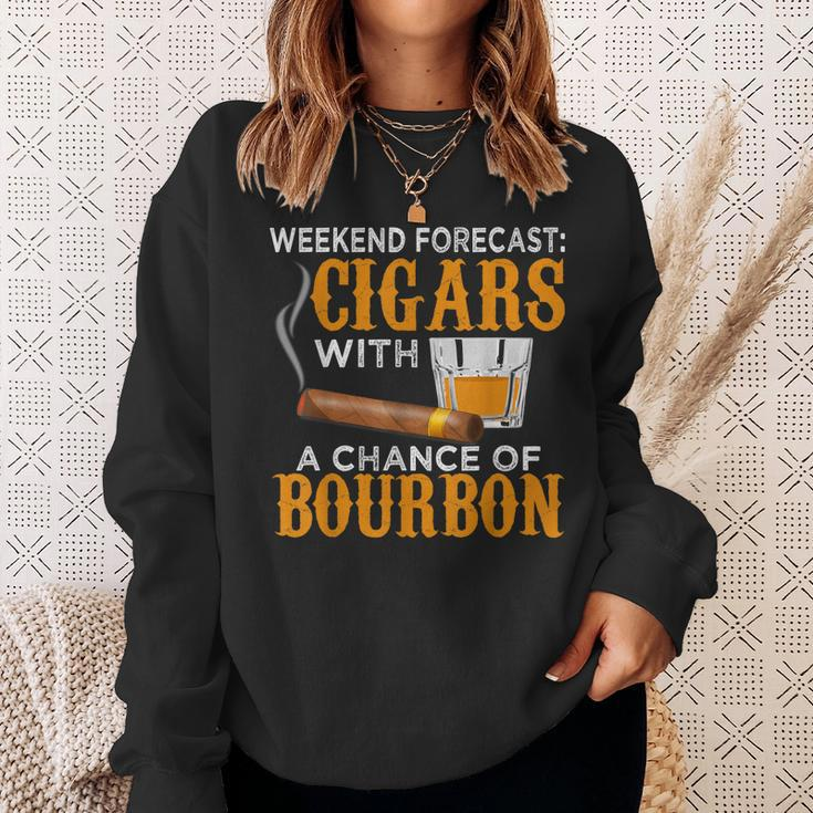 Weekend Forecast Cigars Chance Of Bourbon Cigar Gift For Dad Sweatshirt Gifts for Her