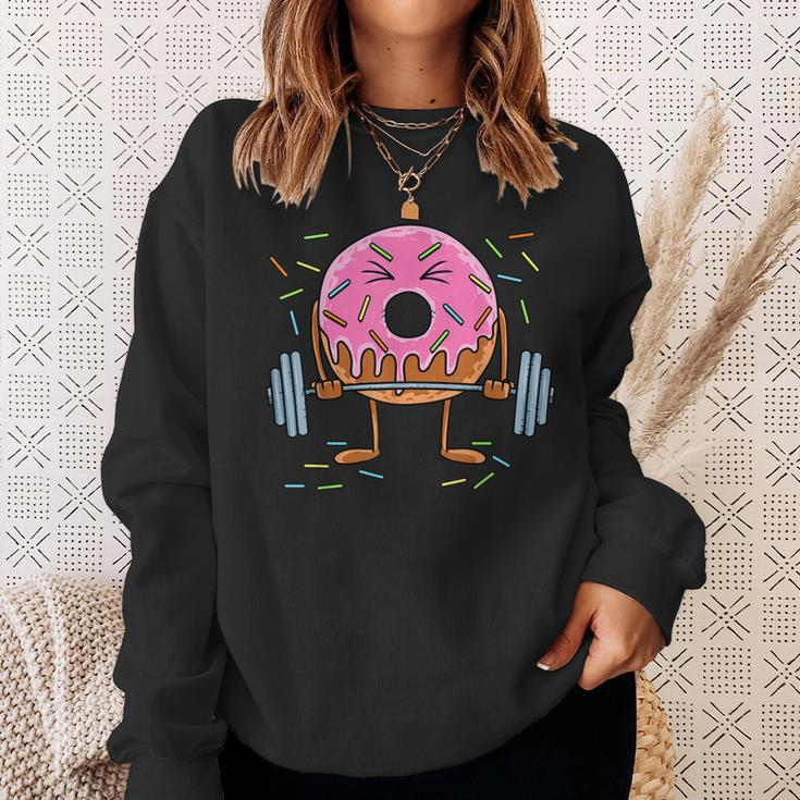 Weightlifing Barbell - Funny Workout Gym Weightlifter Donut Sweatshirt Gifts for Her