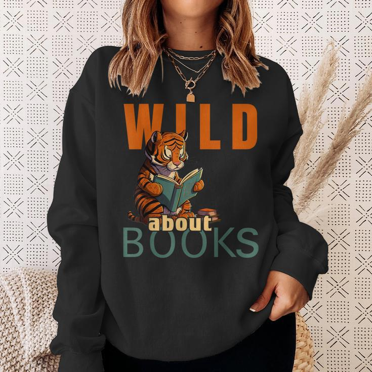 Wild About Reading Love Books Nerd Bookworm Librarian Sweatshirt Gifts for Her