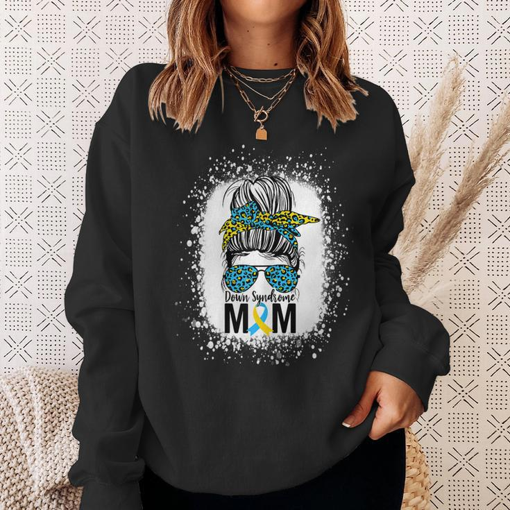 Womens Down Syndrome Mom Life Messy Bun Down Syndrome Awareness Sweatshirt Gifts for Her