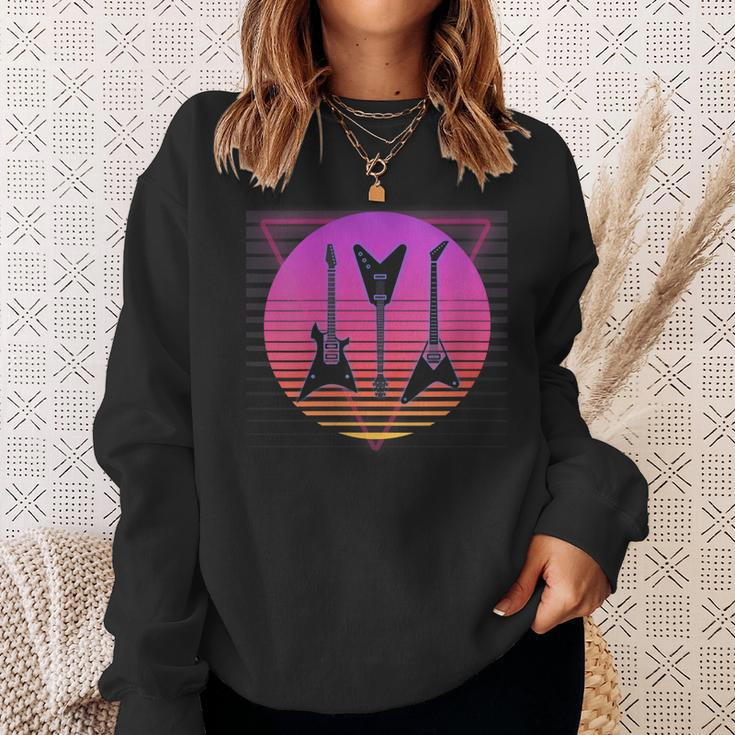 Womens Guitar Music Band Rock Retro Vaporwave Vintage 80S 90S Sweatshirt Gifts for Her