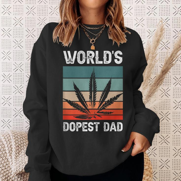 Worlds Dopest Dad Marijuana Cannabis Weed Vintage Sweatshirt Gifts for Her