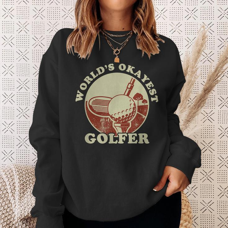 Worlds Okayest Golfer Retro Vintage Golf Player Husband Dad Sweatshirt Gifts for Her