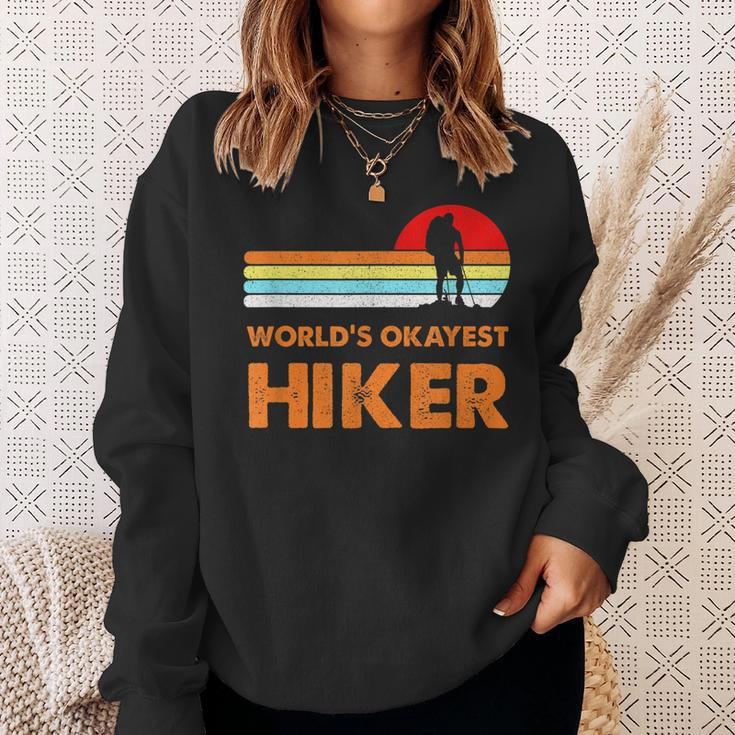 Worlds Okayest Hiker Vintage Retro Hiking Camping Gift Men Sweatshirt Gifts for Her