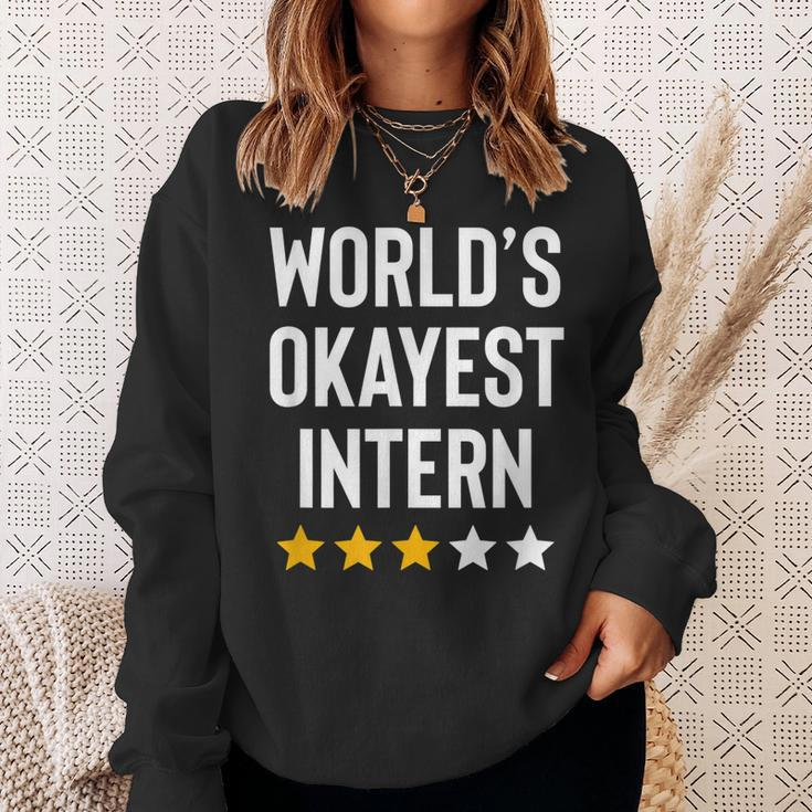 Worlds Okayest Intern Funny Birthday Christmas Gag Gift Men Women Sweatshirt Graphic Print Unisex Gifts for Her
