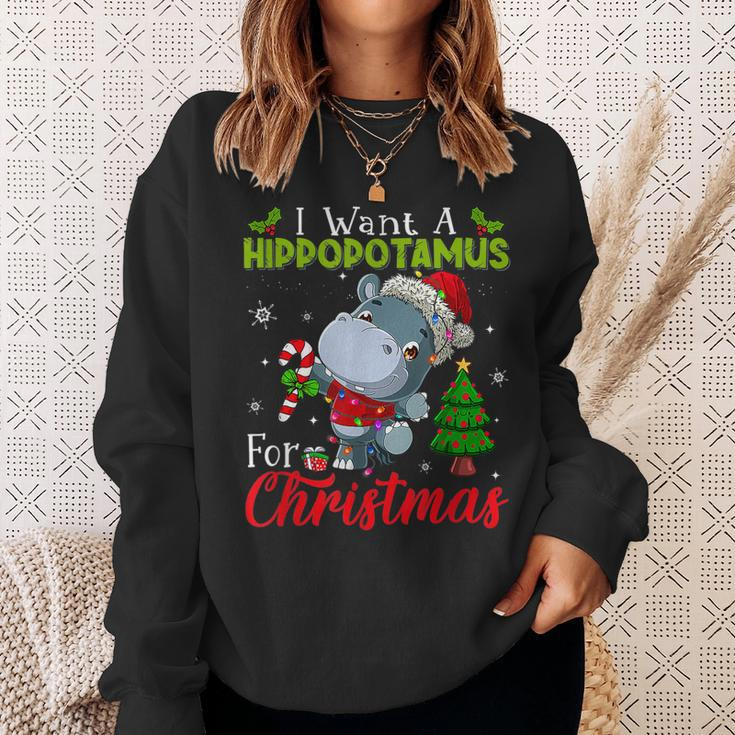 Xmas I Want A Hippopotamus For Christmas Hippo Candy V2 Men Women Sweatshirt Graphic Print Unisex Gifts for Her