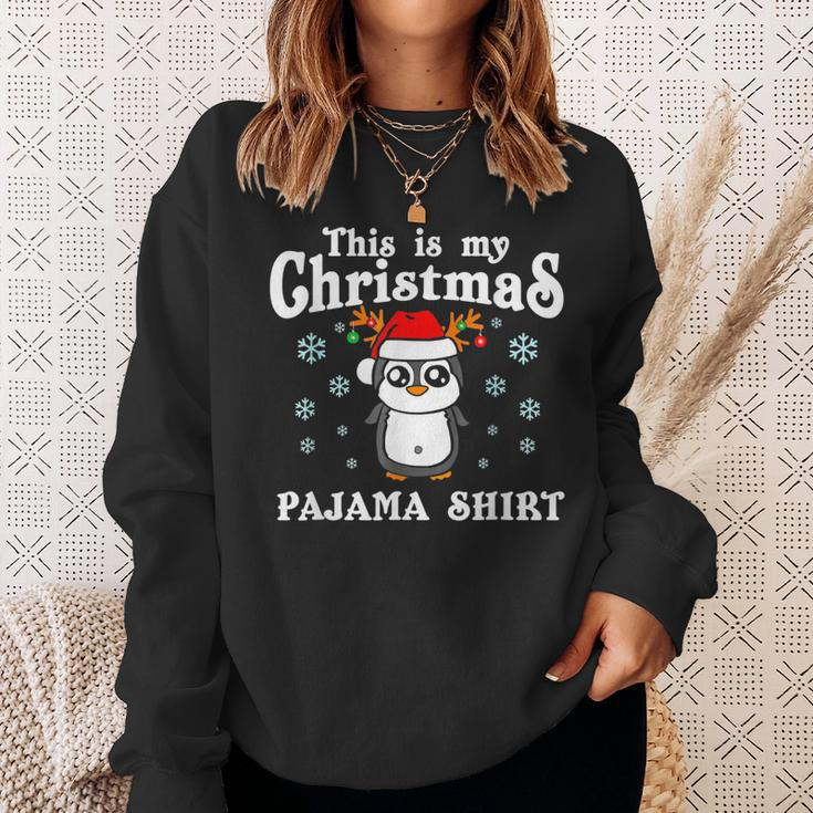 Xmas This Is My Christmas Penguin Santa Hat Snowflakes Fun Men Women Sweatshirt Graphic Print Unisex Gifts for Her