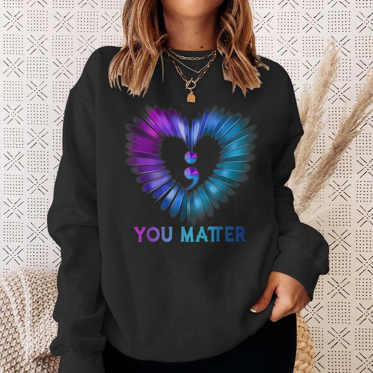 You Matter Dont Let Your Story End Semicolon Heart Sweatshirt Gifts for Her