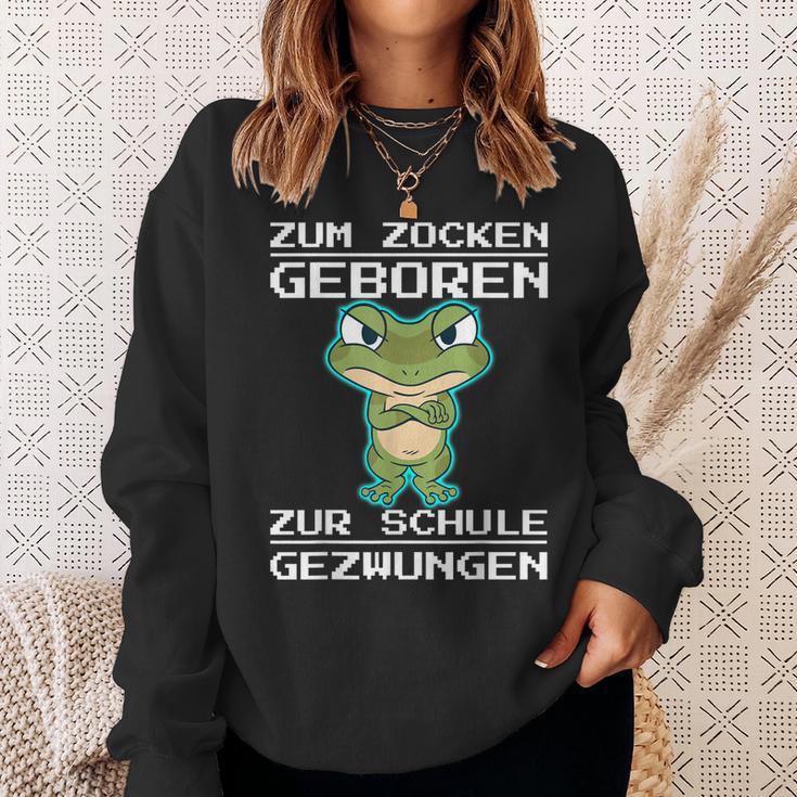 Zum Zocken Geboren Zur Schule Gezwungen Konsole Ps5 Gaming Sweatshirt Geschenke für Sie