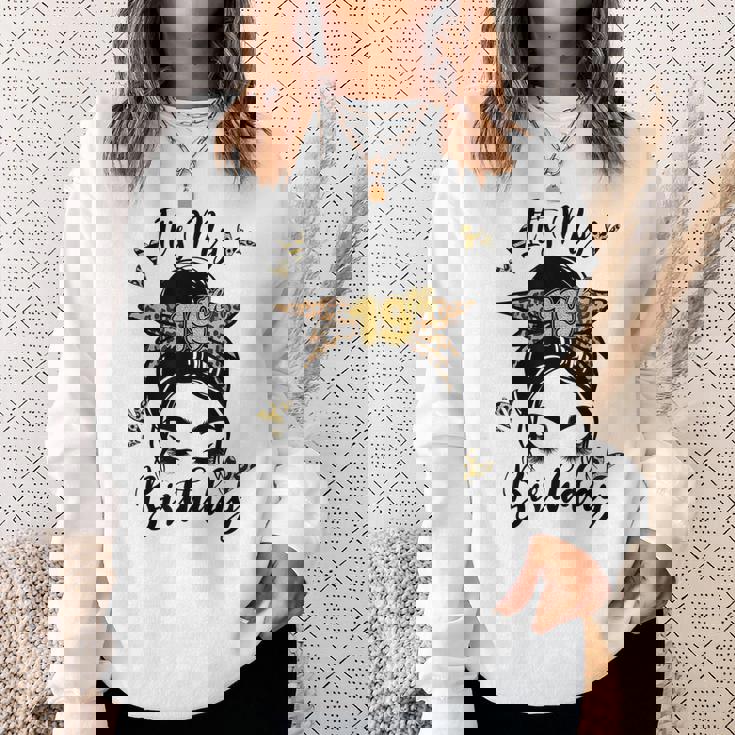 19Th Birthday Decorations Girl Messy Bun 19 Years Old Bday Sweatshirt Gifts for Her