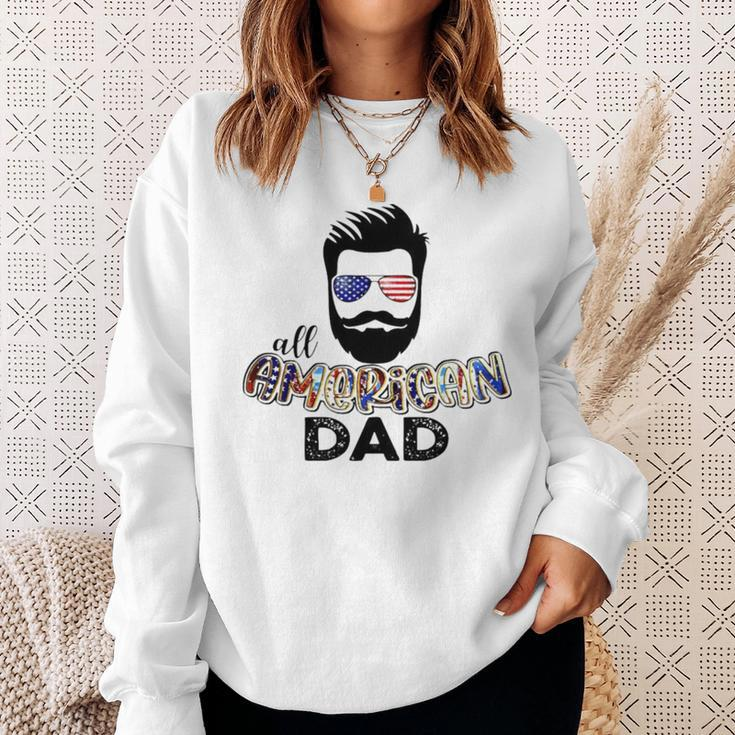 All American Dad Wear Glasses American Flag Sweatshirt Gifts for Her