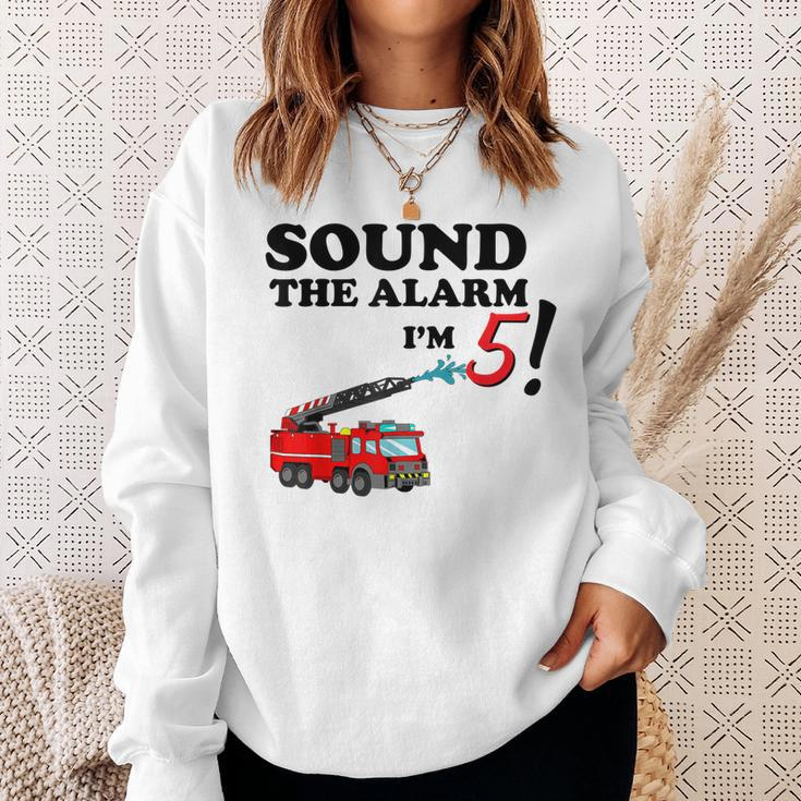 Birthday 5 Year Old Fire Fighter Truck | 5Th Bday Sweatshirt Gifts for Her