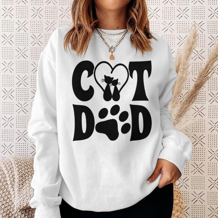 Cat Dad Heart Personalized Cat Dad Sweatshirt Gifts for Her