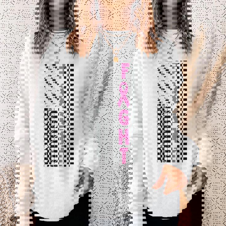 Fight Breast Survivor American Flag Breast Cancer Awareness Sweatshirt Gifts for Her Fight Breast Survivor American Flag Breast Cancer Awareness Sweatshirt Gifts for Her