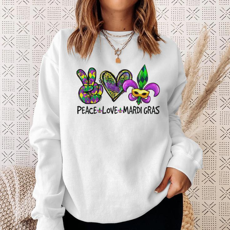 Funny Peace Love Mardi Gras Fleur De Lys Fat Tuesday Parade Sweatshirt Gifts for Her