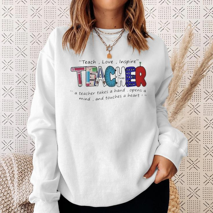 Gift Teach Love Inspire Teacher TeachingSweatshirt Gifts for Her