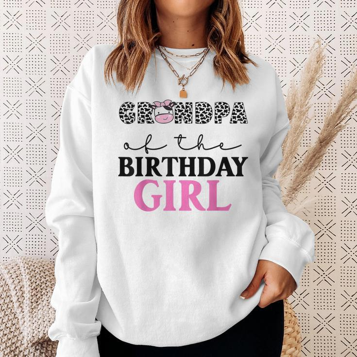 Grandpa Of The Birthday Girl Farm Cow Themed Family Matching Sweatshirt Gifts for Her