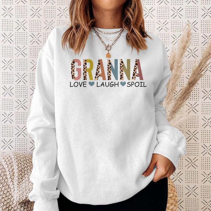 Granna Love Laugh Spoil Leopard Funny Mothers Day Womens Sweatshirt Gifts for Her