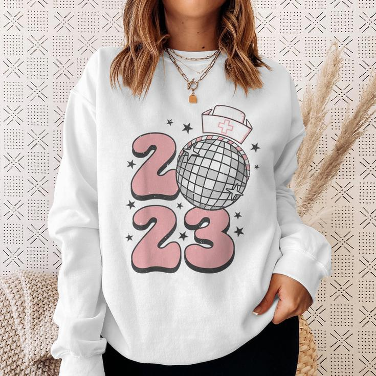 Happy New Year Nurse Crew Groovy Disco New Years Eve 2023 Sweatshirt Gifts for Her