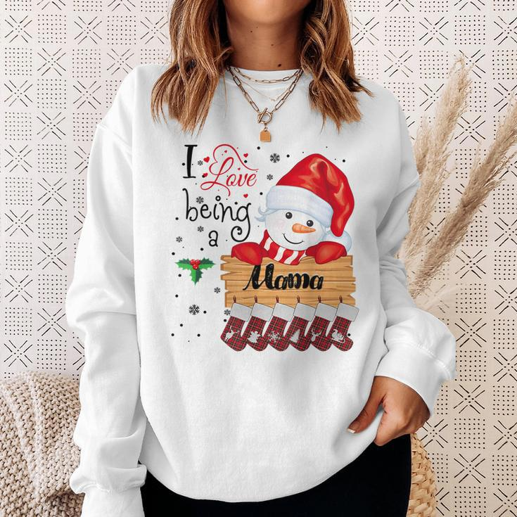 I Love Being A Mama Snowman Family Christmas Xmas Pajamas Men Women Sweatshirt Graphic Print Unisex Gifts for Her