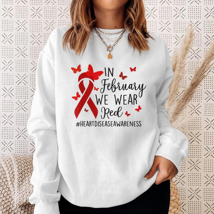 In February We Wear Red Heart Disease Awareness Month Sweatshirt Gifts for Her