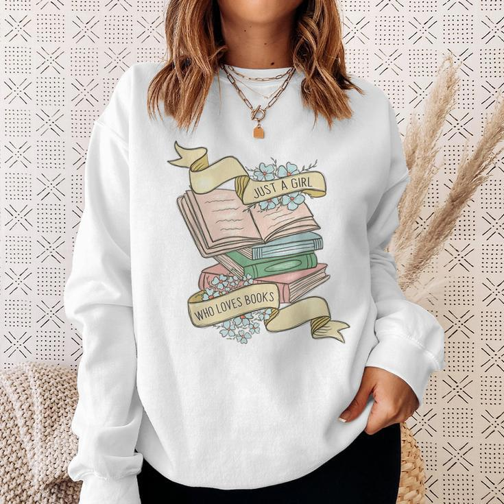 Just A Girl Who Loves Books Lover Bookworm Bookaholic Reader Sweatshirt Gifts for Her